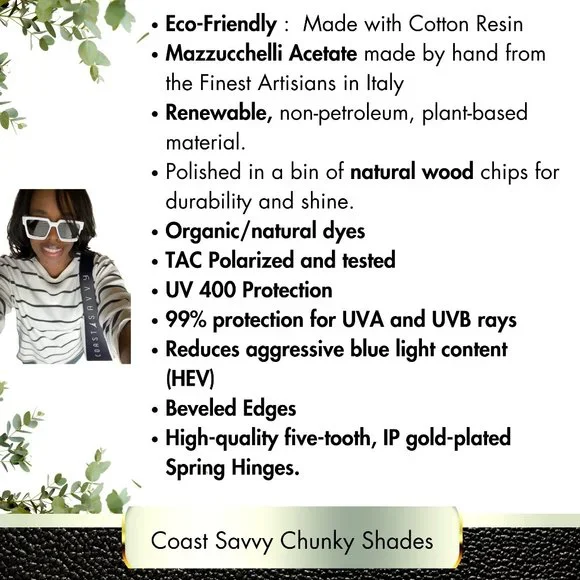 White Glasses - Shades - Earth Friendly Sunglasses - Coast  display picture 3